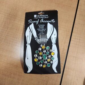 Howards Jewelry Scarf Ring Accent Pendant Silver Green Yellow